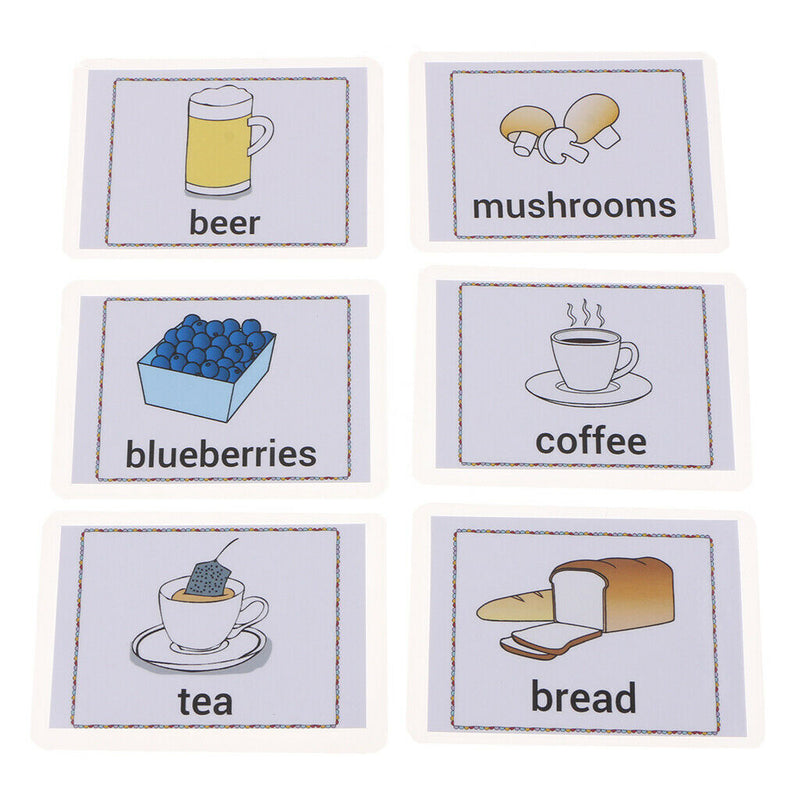 80Pcs Durable Kids Sight/Picture Word Flash Cards About Food for Ages