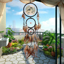 Oil Painting Wolf Dream Catcher Feather Bead Hanging Home Car Decor