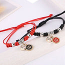 Handmade Lucky Red Rope Bracelet Women'S Blessing Words Round Zodiac Pig Co