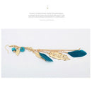 Bohemian style earrings Alloy leaves feathers tassel long pendant national