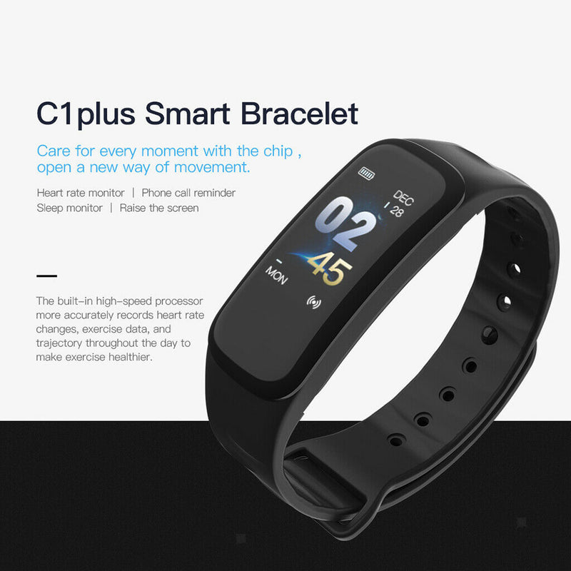 C1Plus Smart Band Fitness Tracker Bluetooth Smart Sport Bracelet Watch Blue