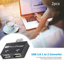 2pcs USB2.0 Male to Female Charger Dual 2 Port USB Splitter Hub Adapter