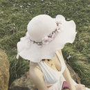 Women Ladies Summer Sun Beach Hat Outdoor Sun Hat with Flowers Elegant 3c