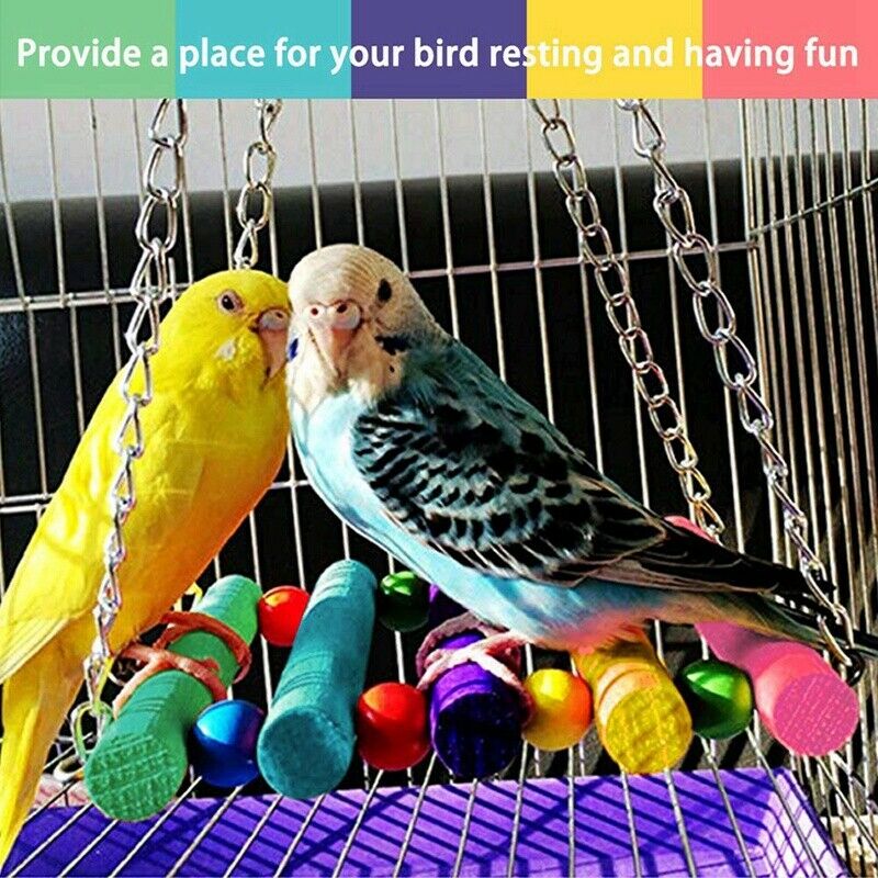 Bird Parrot Toys-Bird Hanging Shredding Swing Chew-Birds Ladder Bell Toys F D5Q3