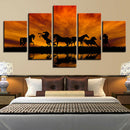 5 Panels HD Modern Abstract Painting Sunset Horse