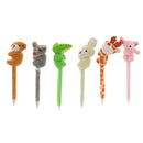 12 Plush Zoo Animal Pens Ballpoint Fluffy Plushie Pens Kids School Accs