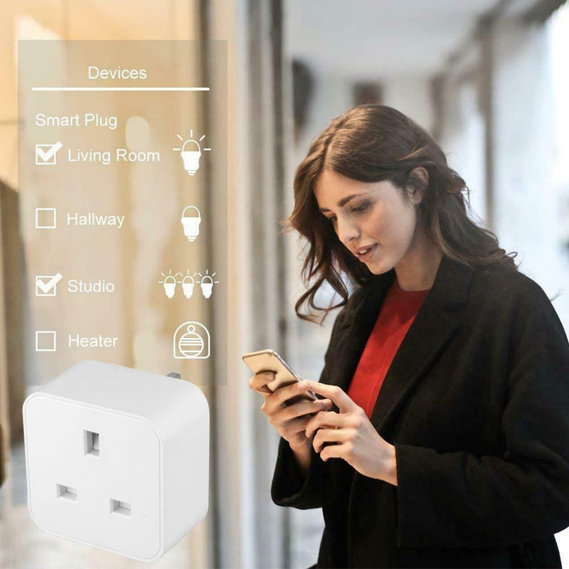 Tuya WiFi Smart Socket UK Plug Remote Timing Outlet Adapter Voice Control