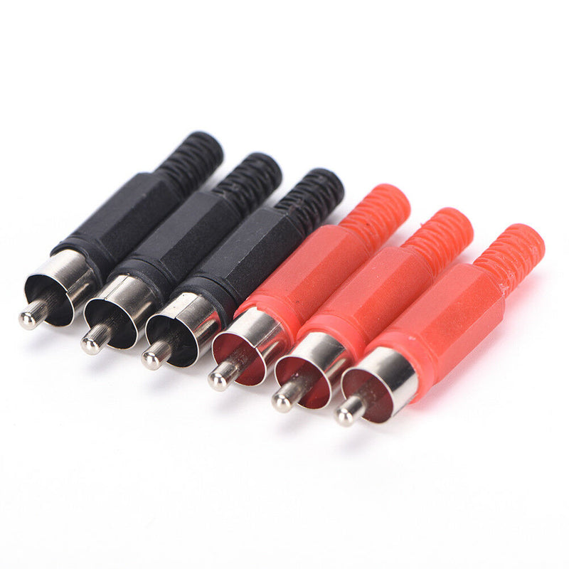 20 Pcs Black & Red Solder RCA Male Plug Audio Video Adapter Connector FE FT