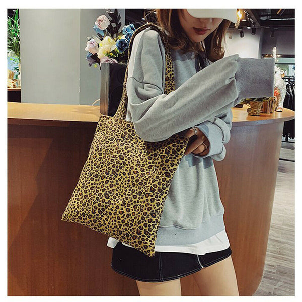 Leopard Print Pouch Women Crossbody School Shopping Shoulder Tote Bag