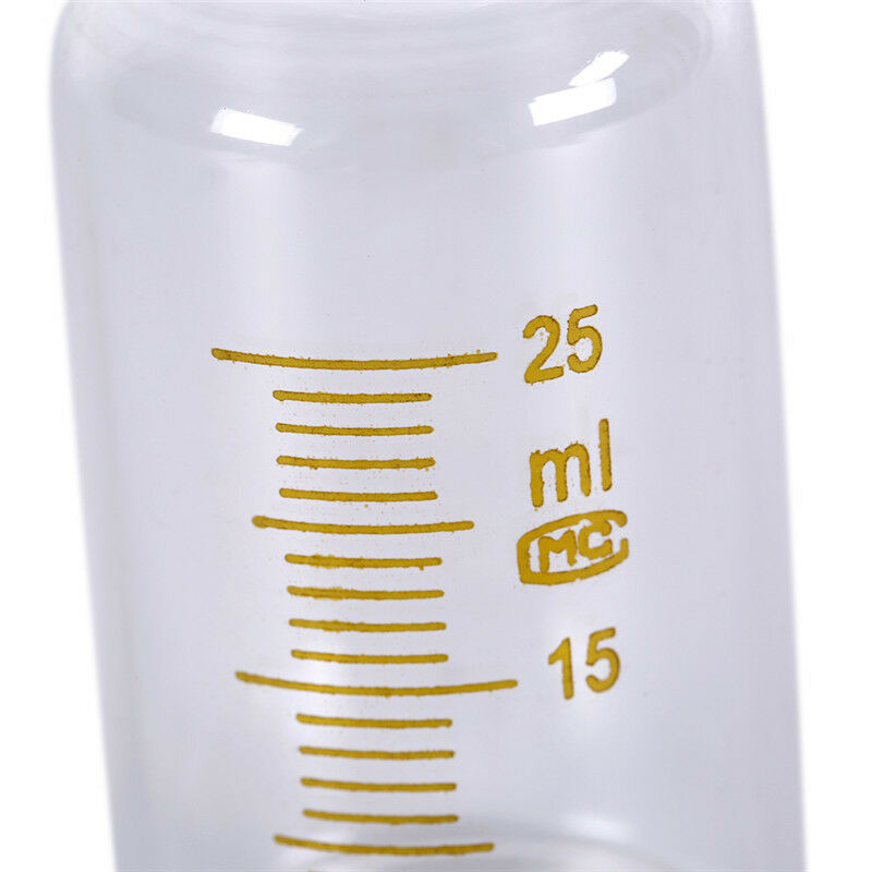 1pcs 25ml Scale lab glass vials bottles clear containers with black screw cap SE