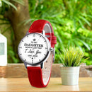 2pcs/set Leather Band Watch Pendant Necklace Women Quartz Watches (Red) A