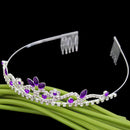 Purple Crystal Rhinestone Bridal Wedding Party Tiara Headband Stylish Hair Comb
