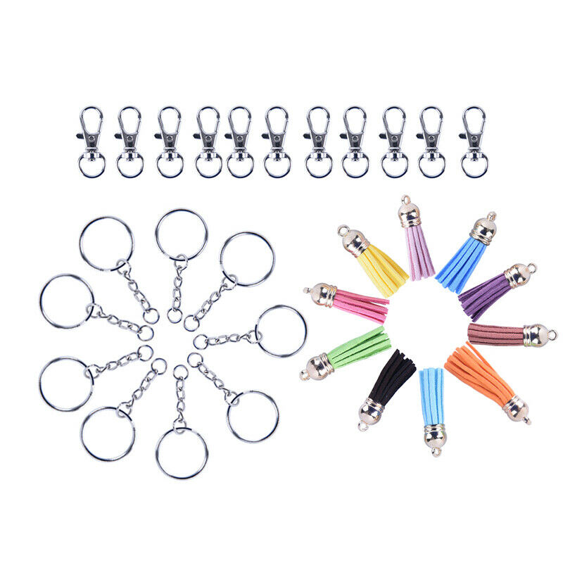 125Pcs/Set Key Chain Ring Pendants Tassel Bulk for DIY Crafts Jewelry MakiES