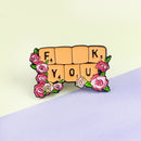 Creative Clothing Bags Women Men Metal Lapel Pin Flower Letter Drip Brooch A
