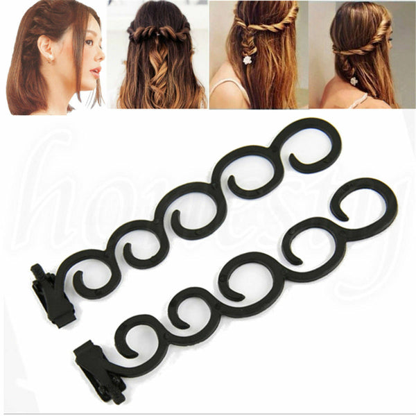 2Pcs Waterfall Twist Roller French Braid Twist Back Hair Styling Tool Clip Gift