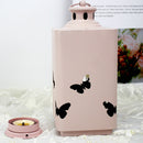 Nordic Modern Hollow Out Metal Candle Holder Butterfly Candlestick Pink
