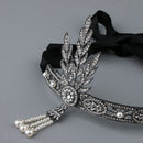 1920s Flapper Headband  Inspired Headpiece Retro Hair Accessory Black
