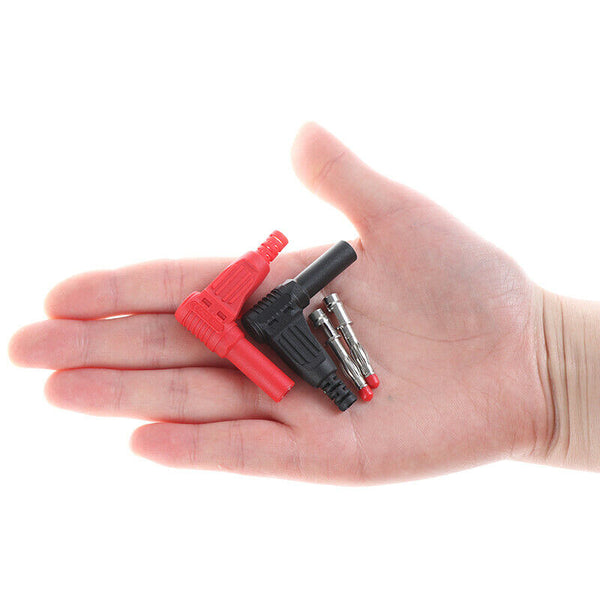 2Pcs Red+Black 4mm Male Right Angle Insulation Banana Plug Multimeter T ro