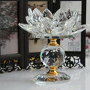 Glass Block Lotus Flower Metal Candle Holders Feng Shui Home Decor Big Teal R4D6