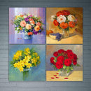 4 Pack Rose Flowers DIY 5D Diamond Painting Kit Full Drill Cross Stitch Decor