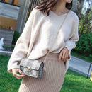 Women Serpentine Shoulder Handbag PU Leather Chain Small Crossbody Bags A