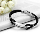 Fashion Mens Jewelry 316L Stainless Steel Bracelet Chic Link Black Rubber Bangle