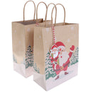 6Pcs Christmas Gift Bags Santa Kraft Paper Bag with Handle Christmas DecorB Ew