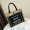 Women Linen Tote Casual Shoulder Bags Fashion Lady Print Handbags (Black S) A#S