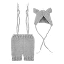 2pcs Cute Baby Studio Photography Props Clothing Set Knitted Overalls + Hat