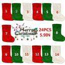 24PCS 7" Christmas Mini Stockings digital Countdown Stock Candy Storage Stocking