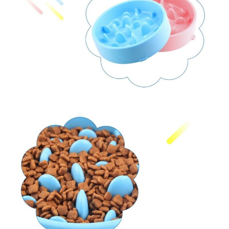 2Pcs Pet Dog Feeding Food Bowls Puppy Slow Down Eating Feeder Dish Bowel Pr E9L6