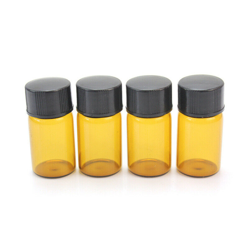 4Pcs 2ml sample size Amber Glass Essential Oil Bottle Function