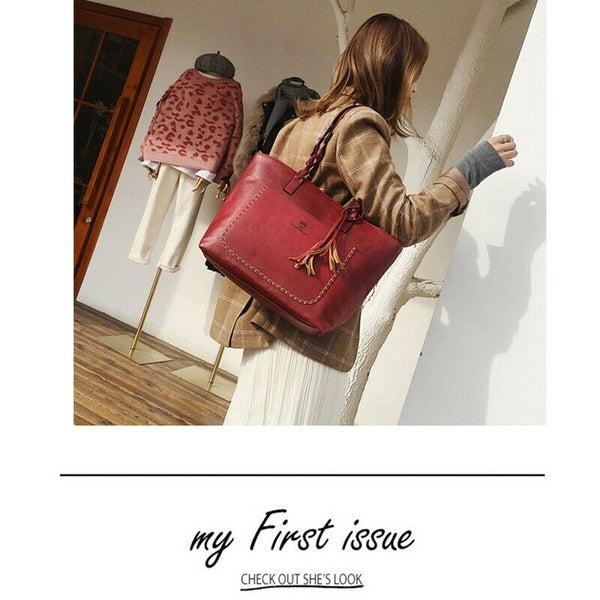 New Women Big Capacity Storage Leather Handbag Shoulder Ladies Purse Messen K7E5