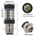 2pcs H6 3030 80W High Power 16 LED Fog Light Bulb 6500K White Driving Lamp