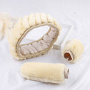 3X Winter beige soft warm plush car steering wheel cover handbrake covers  BX