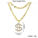 Hip Hop Punk Unisex Women Men Dollar Sign Pendant Chain Necklace Jewelry