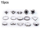 BÃ¶hmische 15 teile / paket Antike Fingerring Set Schwarz schmuck stein Vint