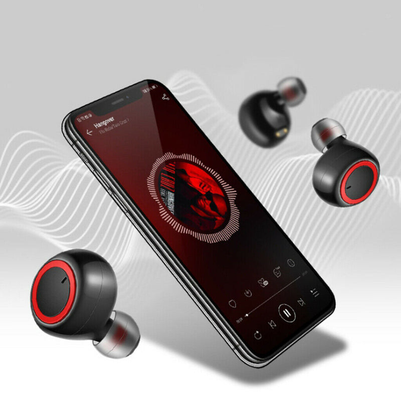 Wireless Bluetooth Earphones Headphones Earbuds Built-in Mic w/ Charging Case