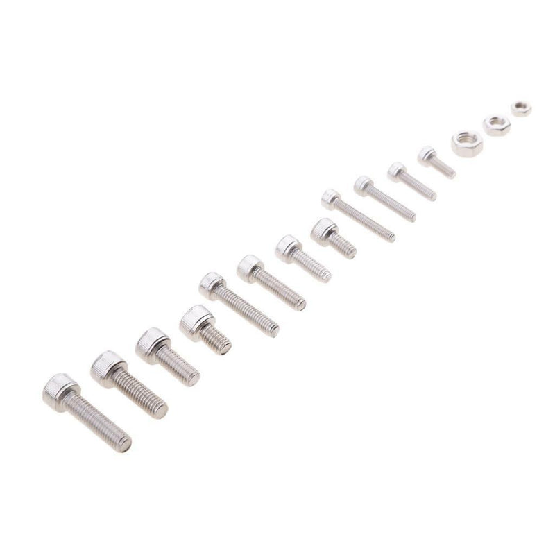 440pcs M3 M4 M5 Stainless Steel Hex Socket Head Cap Screws Nut Kit+Box