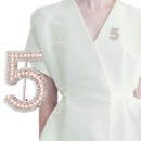 Letter 5 Brooch Pin Rhinestone Crystal Coat Collar Brooch Wedding Jewelry GiftSE