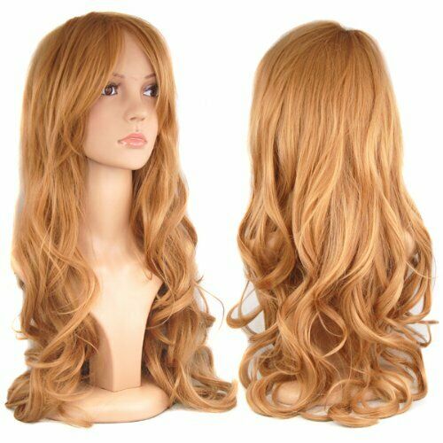28 Inches Wig Light Brown + Wig Cap X6A7