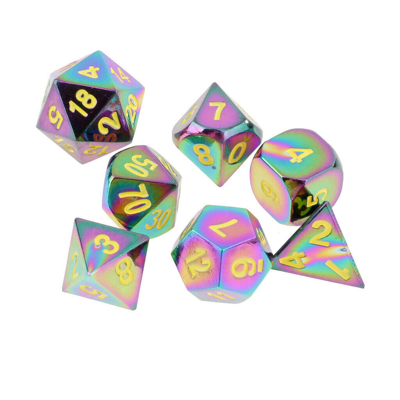 7 Pieces Opaque Zinc Alloy Polyhedral Dice D20 D12 D10 D8 D6 D4 Yellow Number