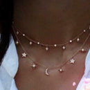 Multi-layer Moon Star Pendant Necklace Clavicle Chain Jewelry (Style 2) A