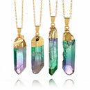 Irregular Rainbow Stone Natural Crystal Pendant Necklace Chakra Rock Quartz 1PC