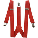 Lady Woman Adjustable Metal Clamp Elastic Suspenders Braces - Red L7J5
