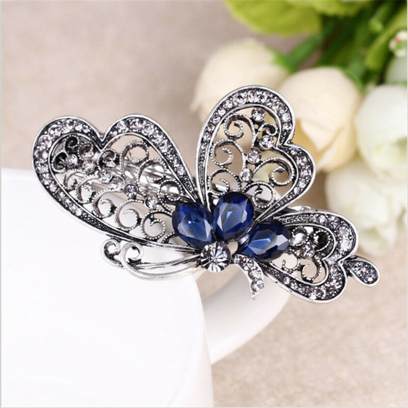 Women Chic Crystal Rhinestone Butterfly Hair Clip Hairpin Hairclip Accessories