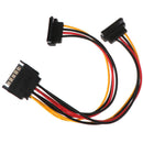 90 degree SATA 15-Pin Male to 2 x 15P Female Y Splitter Adapter Power Cable BX