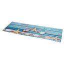 Retro Blue Wood Flooring Fishing Net Conch Shells Starfish Nautical Non-Sli F1L1