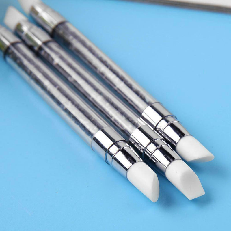 3pcs/Set Dual-Ended Silicone Nail Art Pens Hollow Carving Manicure Brushes
