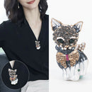 Fashion Crystal Cat Animal Brooch Breastpin Lapel Collar Pin Women Cute Jewelry